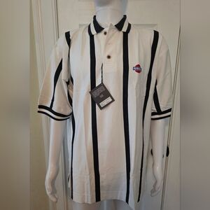 Cutter & Buck Nissan White and Black Striped Men's Large Polo Shirt